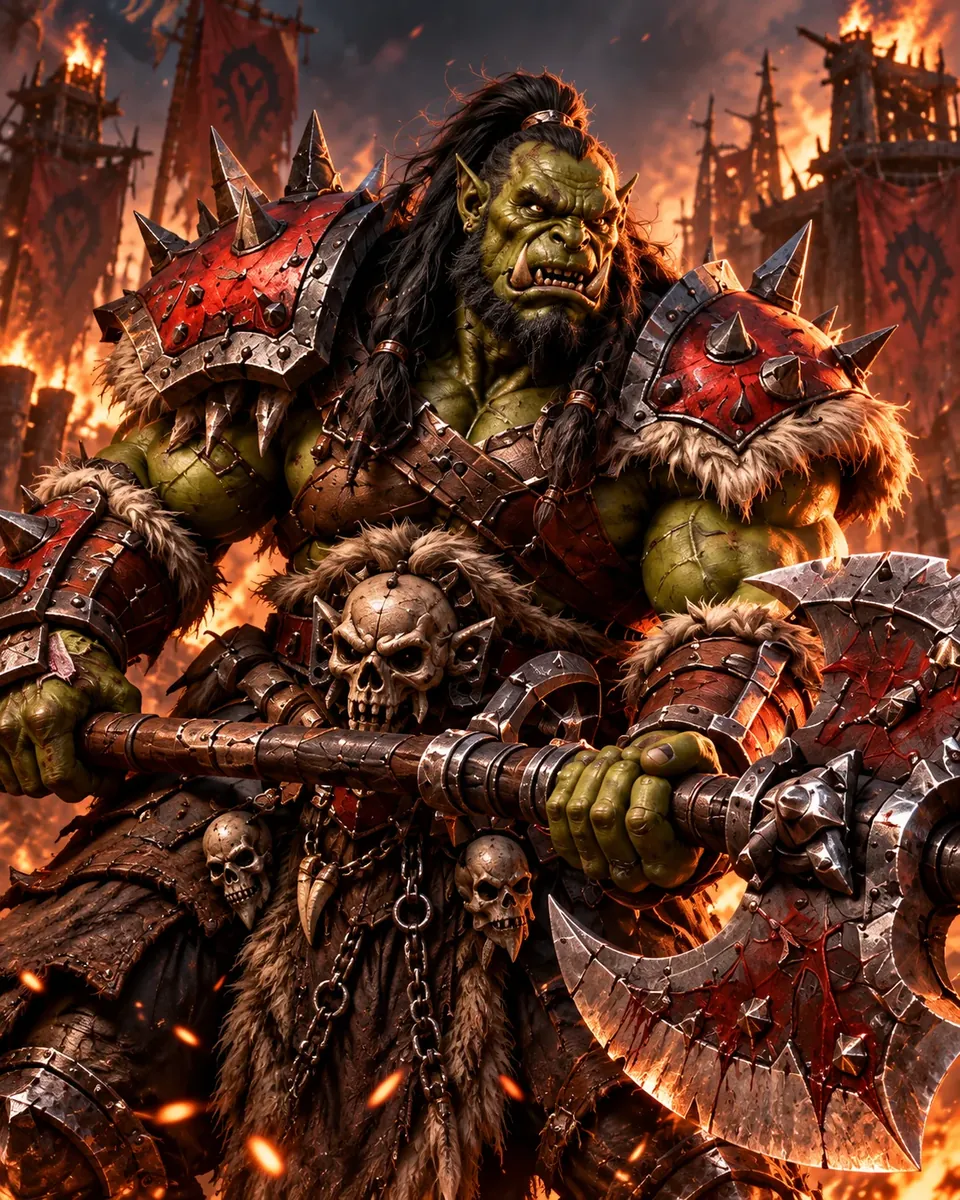 Concept illustration of an armored orc Warlord